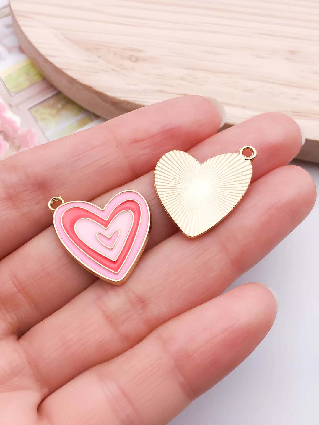 Pink Multi-layer Heart 21x18mm-1.8g