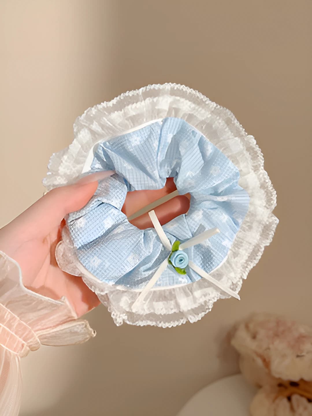 2# Light blue small floral bow 12 cm