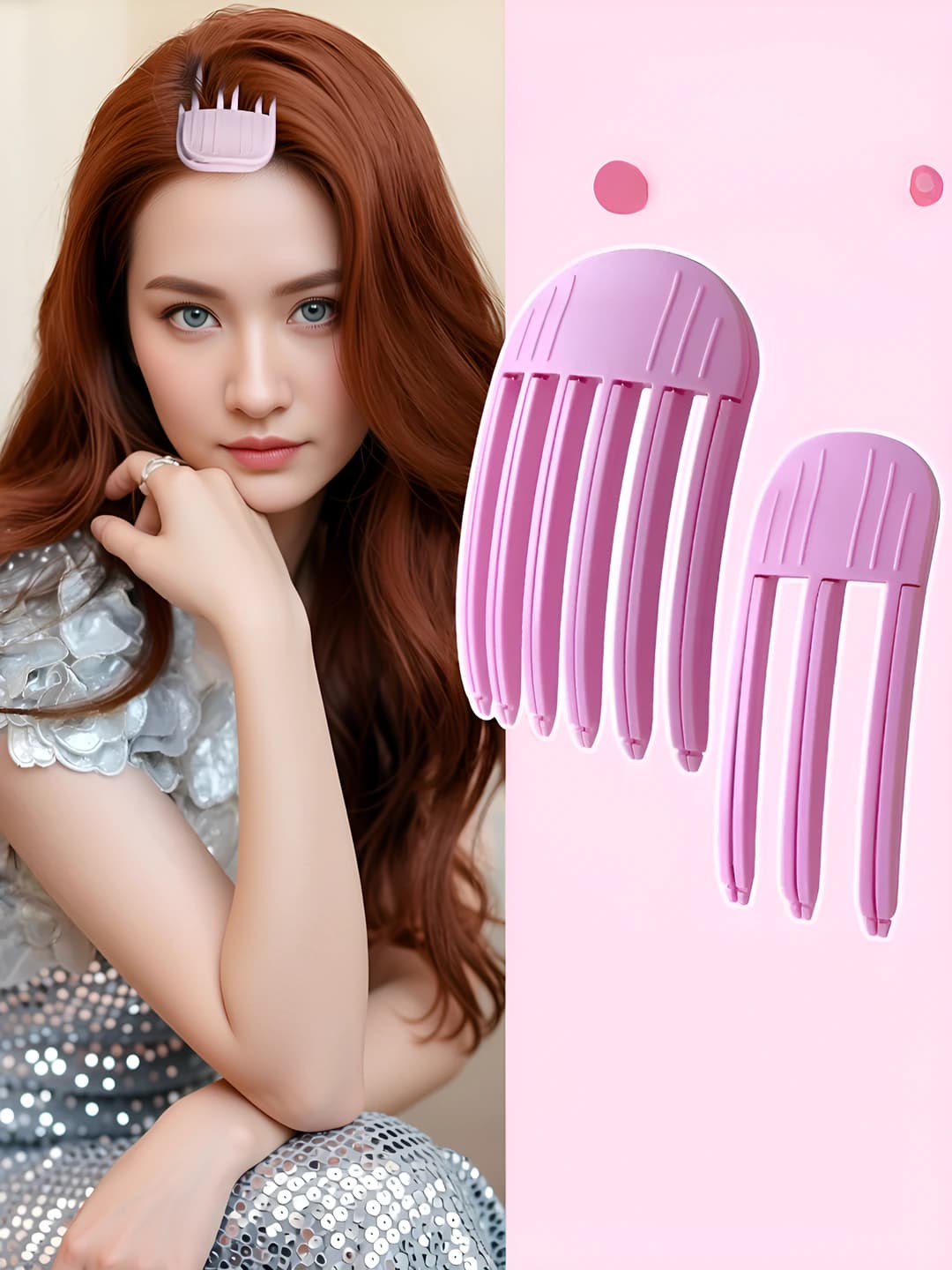 Women's hair clips and combs: root volume comb-clip and bangs styling clip