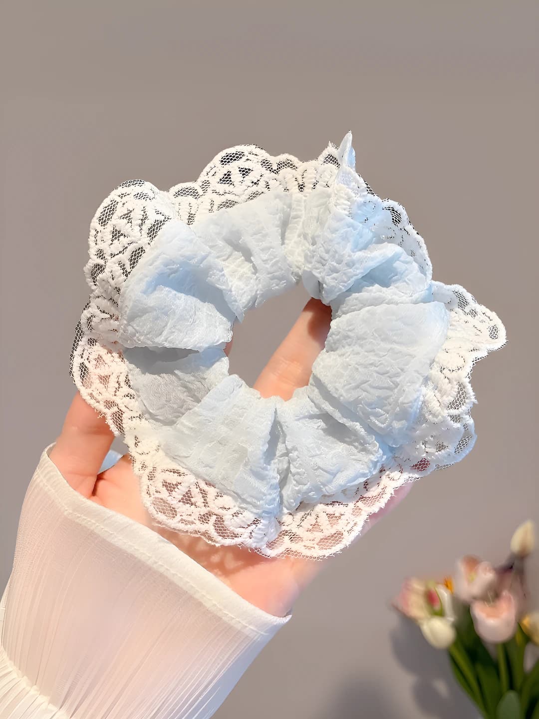 1# Lace blue hair tie