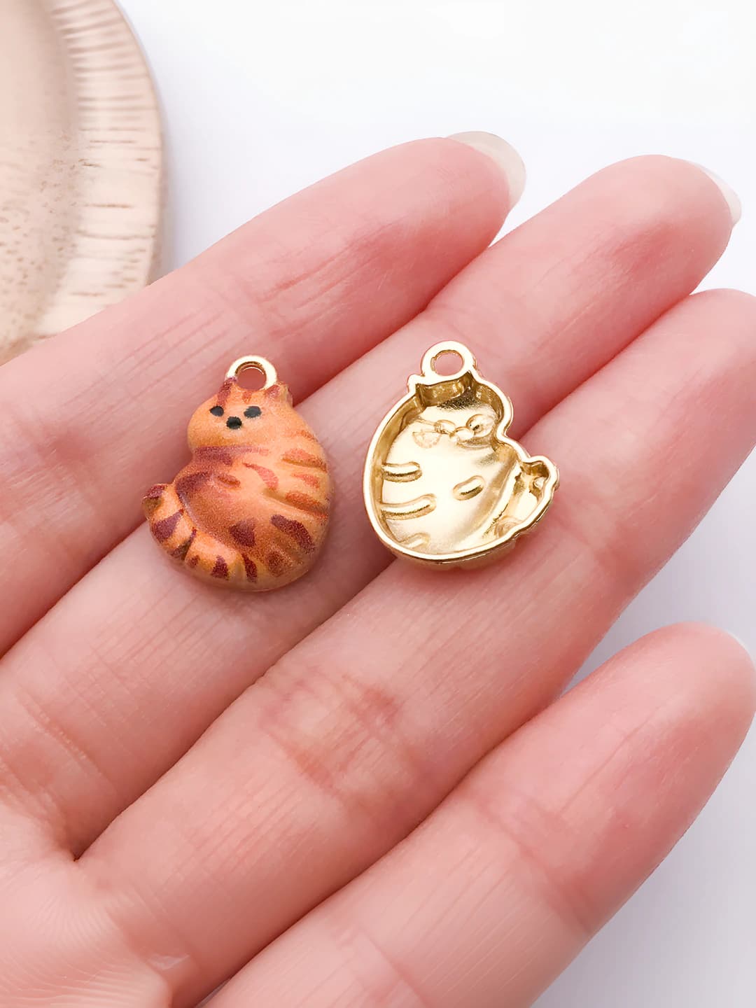 1 шт Оранжевый эпоксидный принт свернувшийся кот 18x13mm-0.9g