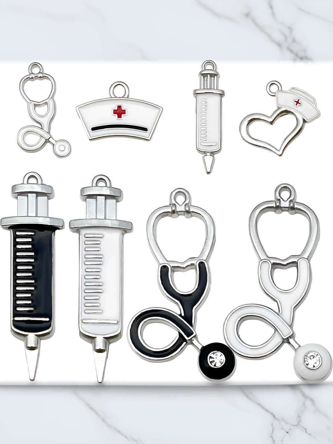 Mixed 8 pcs white K med set-8 styles 1 each-17.2g-SN1229