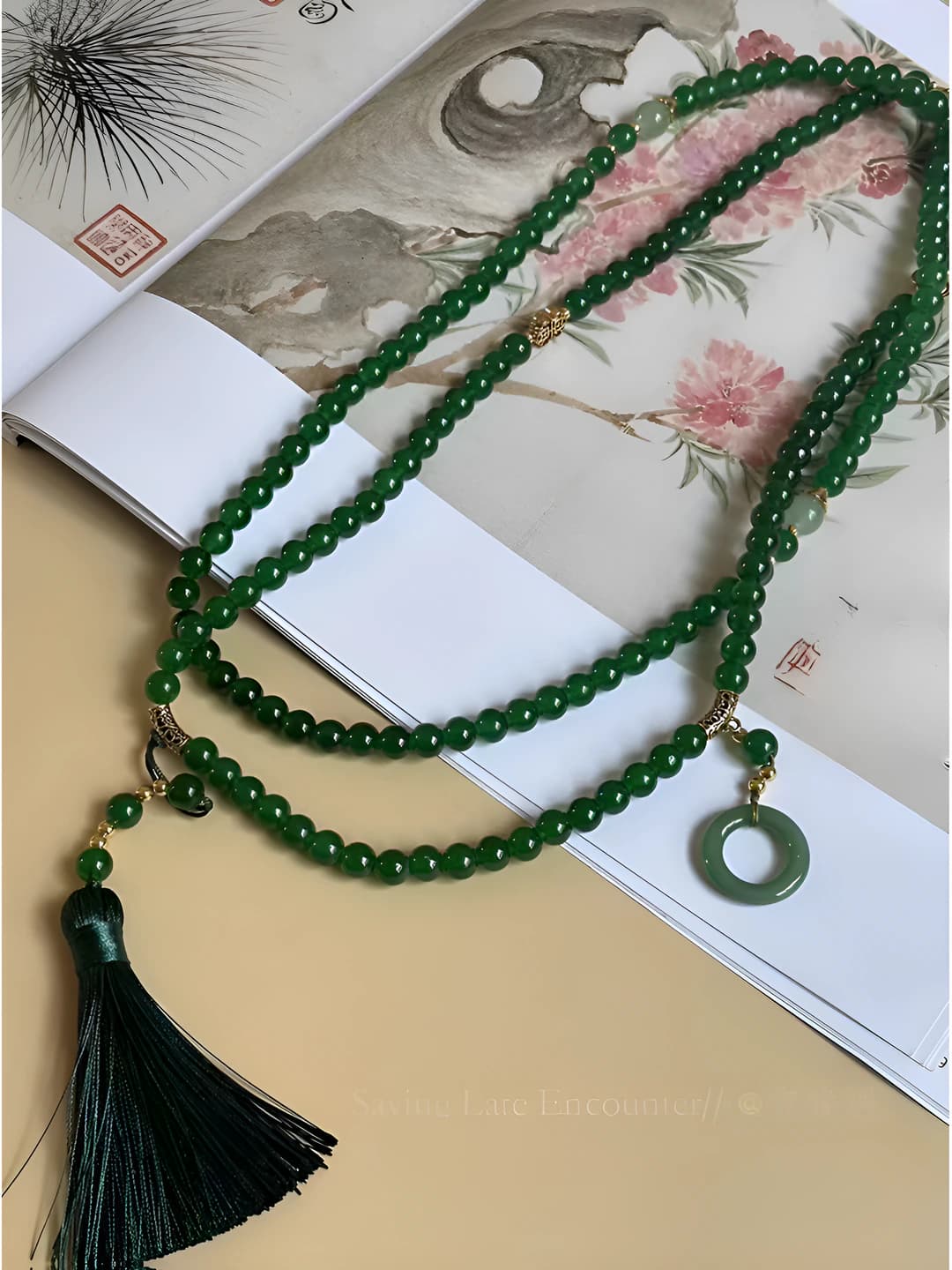 Green tassel necklace