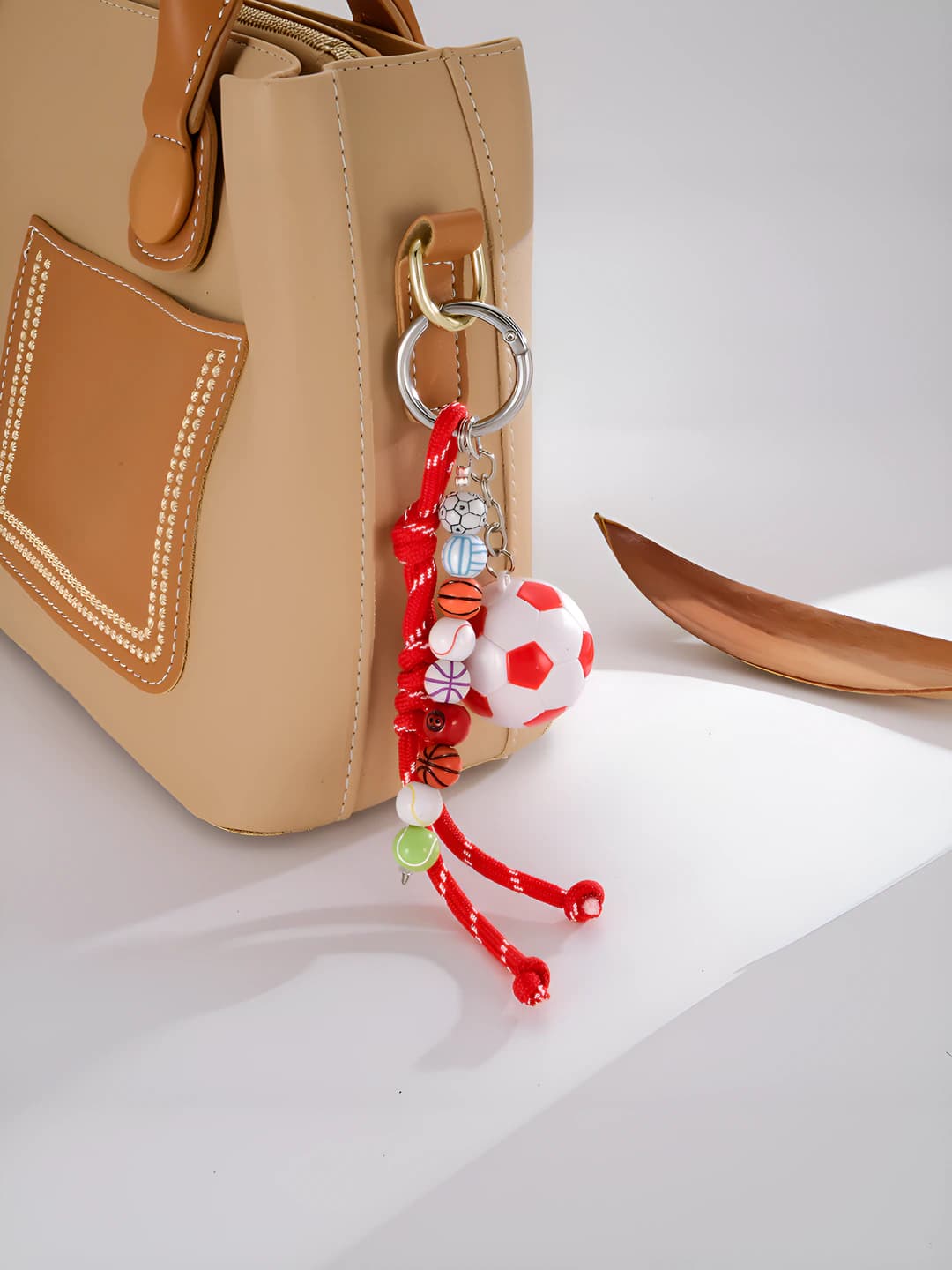 K5921 Soccer+Braided cord pendant red