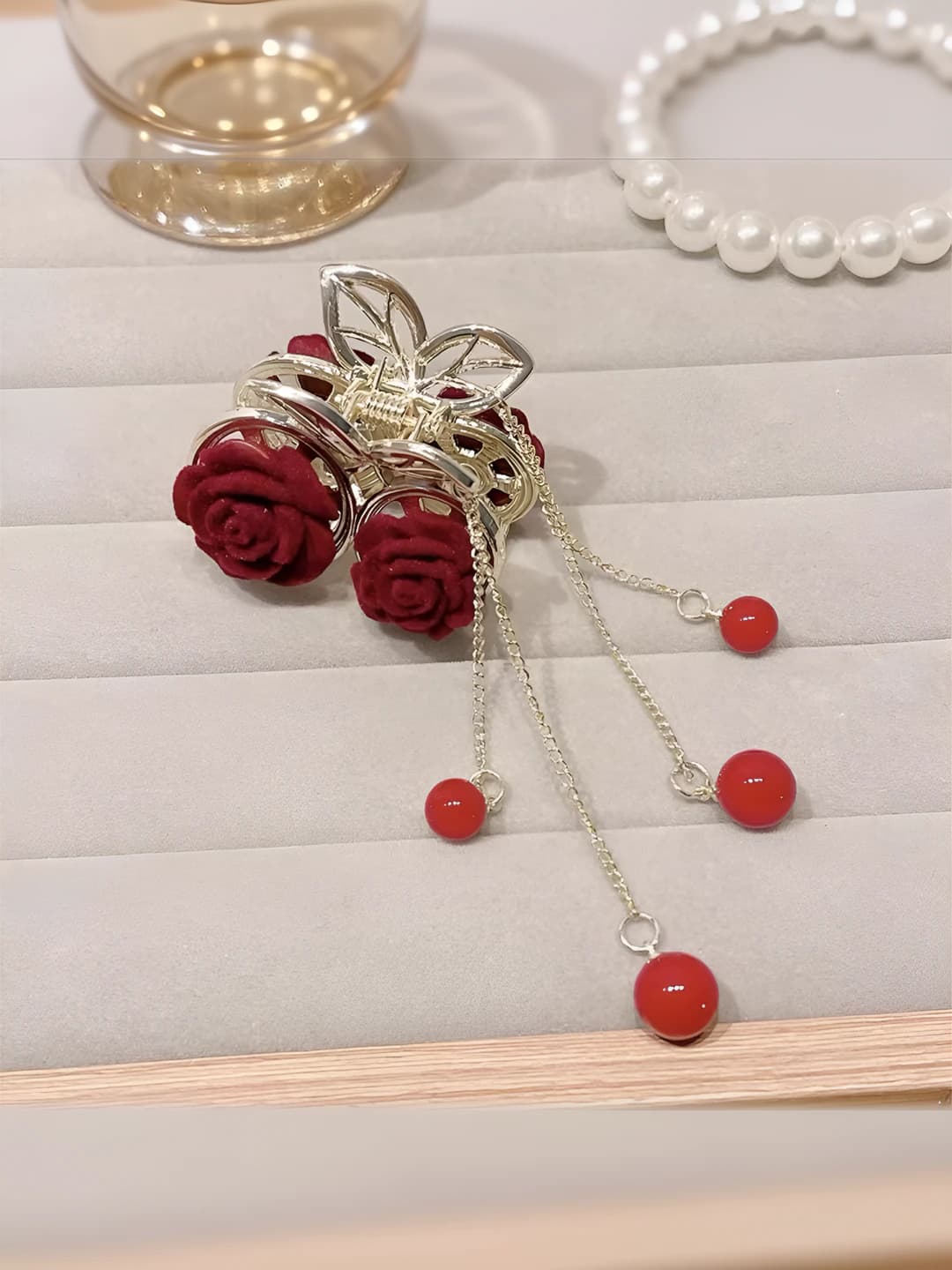 Rose, cherry, small clip
