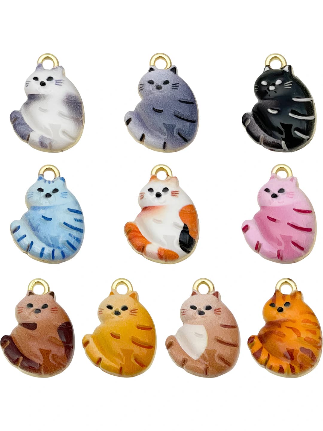 10 pc Mixed enamel print cat 9.8g