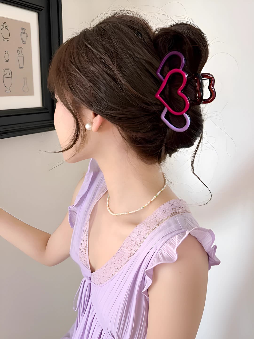 Pink-purple, heart, 9 cm