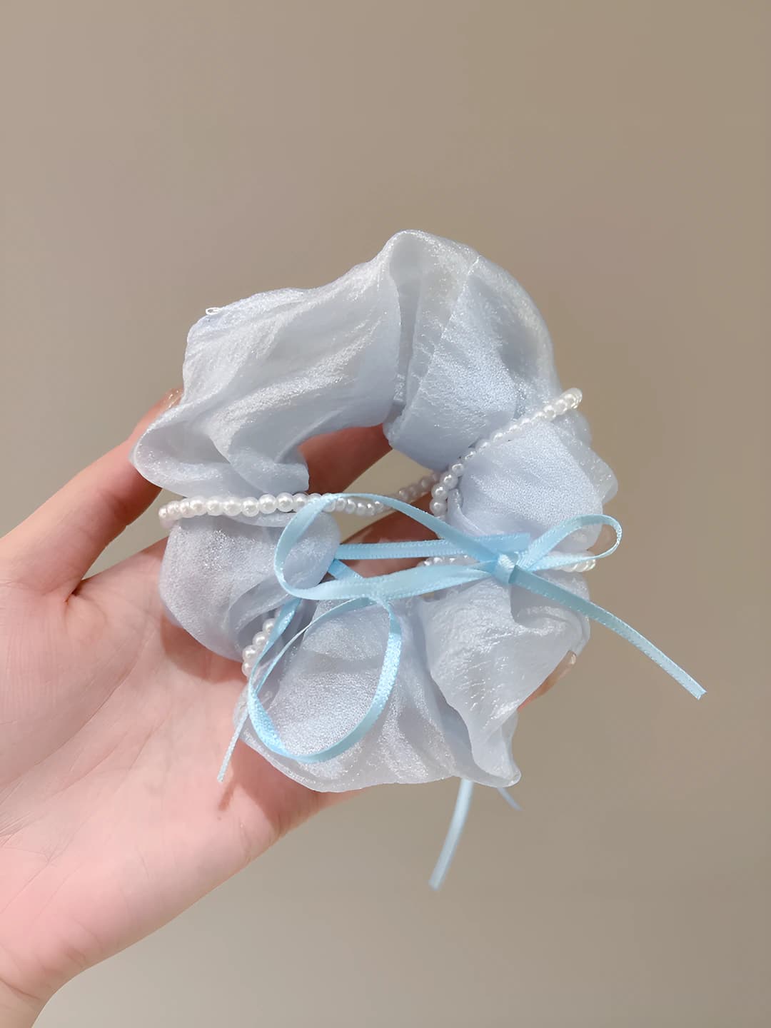 1# Blue mesh hair tie 9 cm