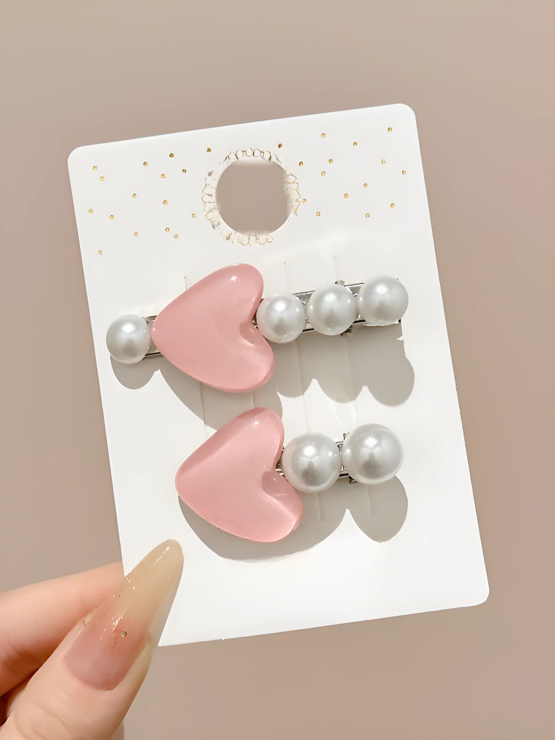 2# Pink pearl hearts, 4.5/6 cm