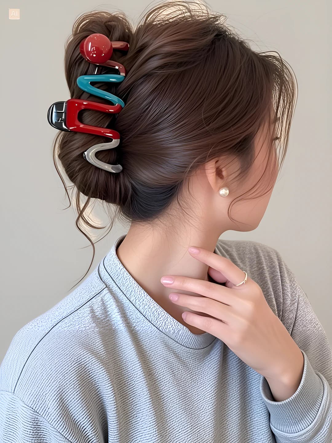 14# Red pearl colour-block clip 11cm