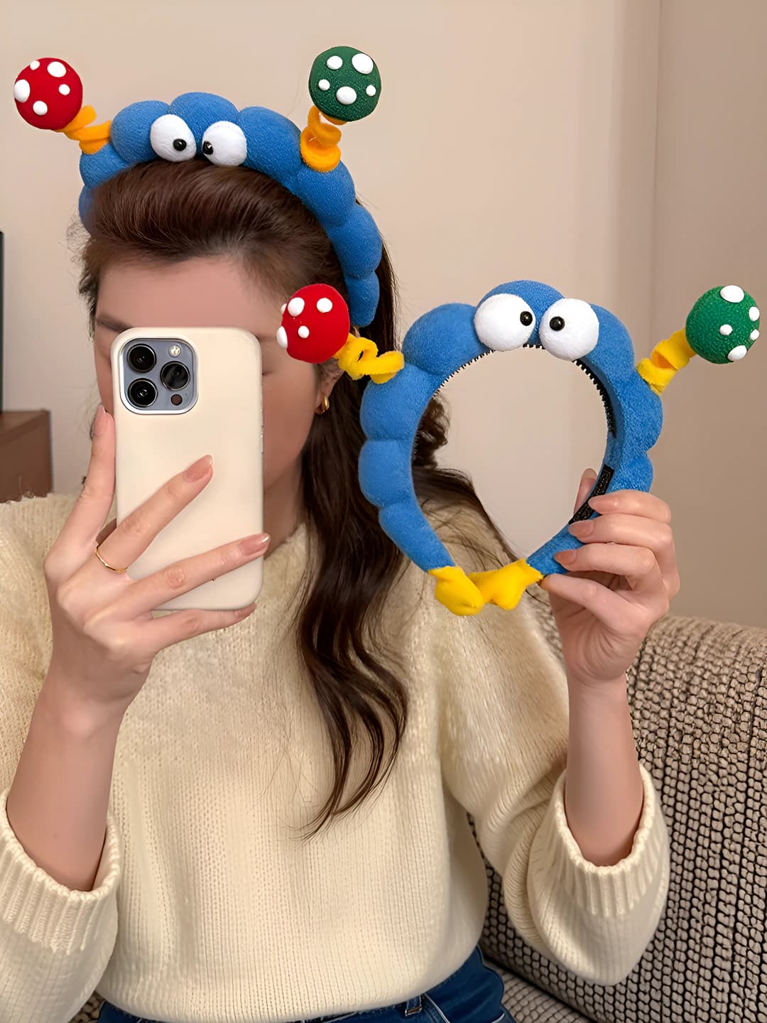 Women's plush headband autumn-winter 2026, bear design element, for face washing and makeup, cute style