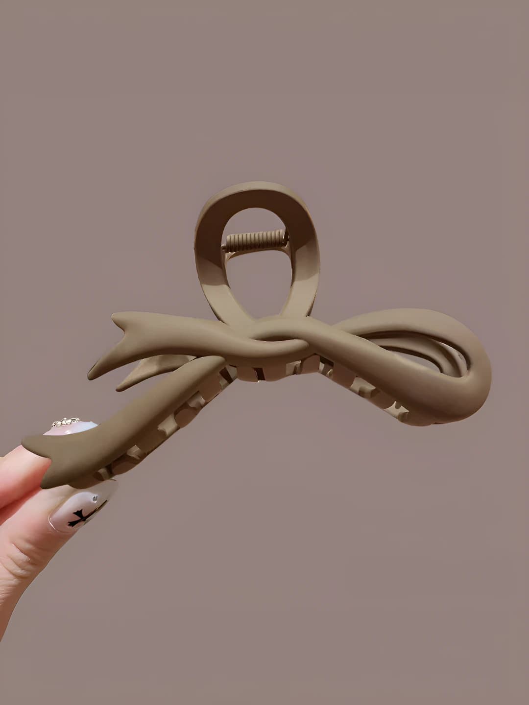 7# Khaki-tea bow clip 11 cm