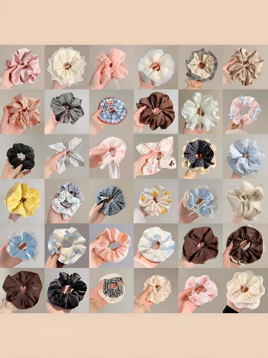 Women's seamless fabric hair scrunchies, 2026, light luxury style, floral pattern, machine woven