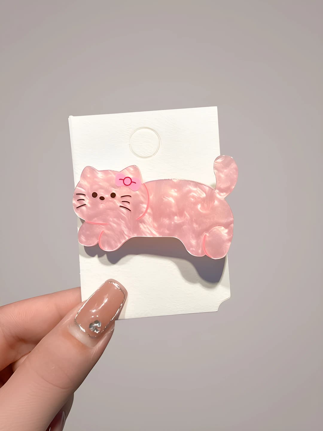 2# Pink cat hair clip 5.5cm