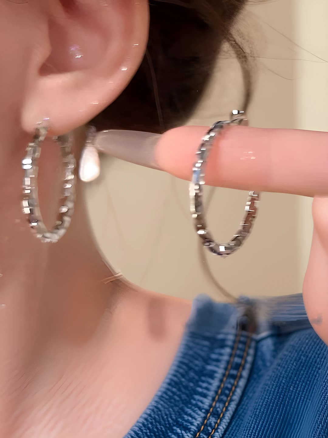 Silver circle earring