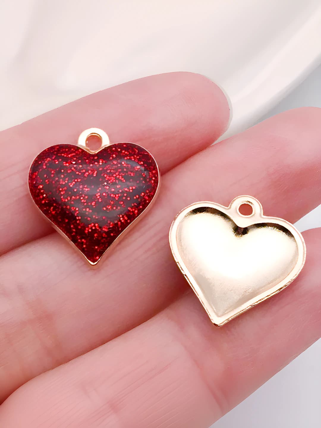 1 pc Red gold heart 15×17mm-1.7g-14326