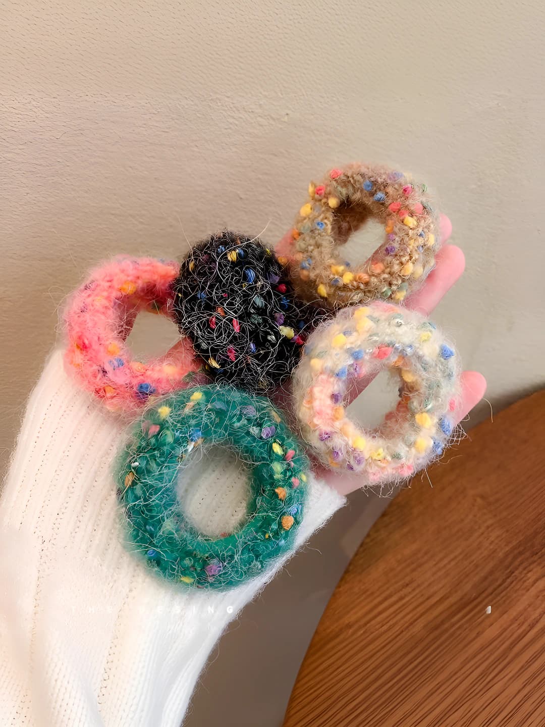 Women's stretchy colorful fuzzy hair ties (scrunchies) for autumn-winter