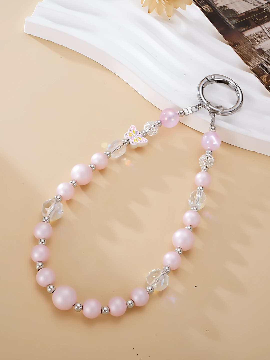 K1363 Multicolour Butterfly Charm Pink