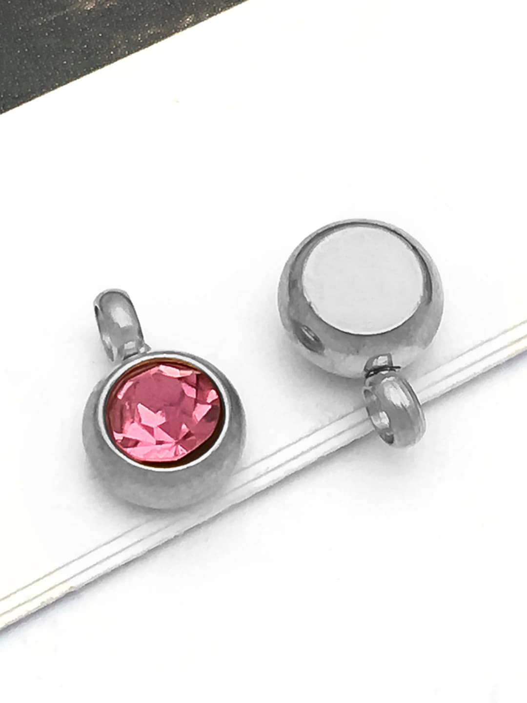 Steel 6x8.5x4mm 1.5mm light pink 12th birthstone