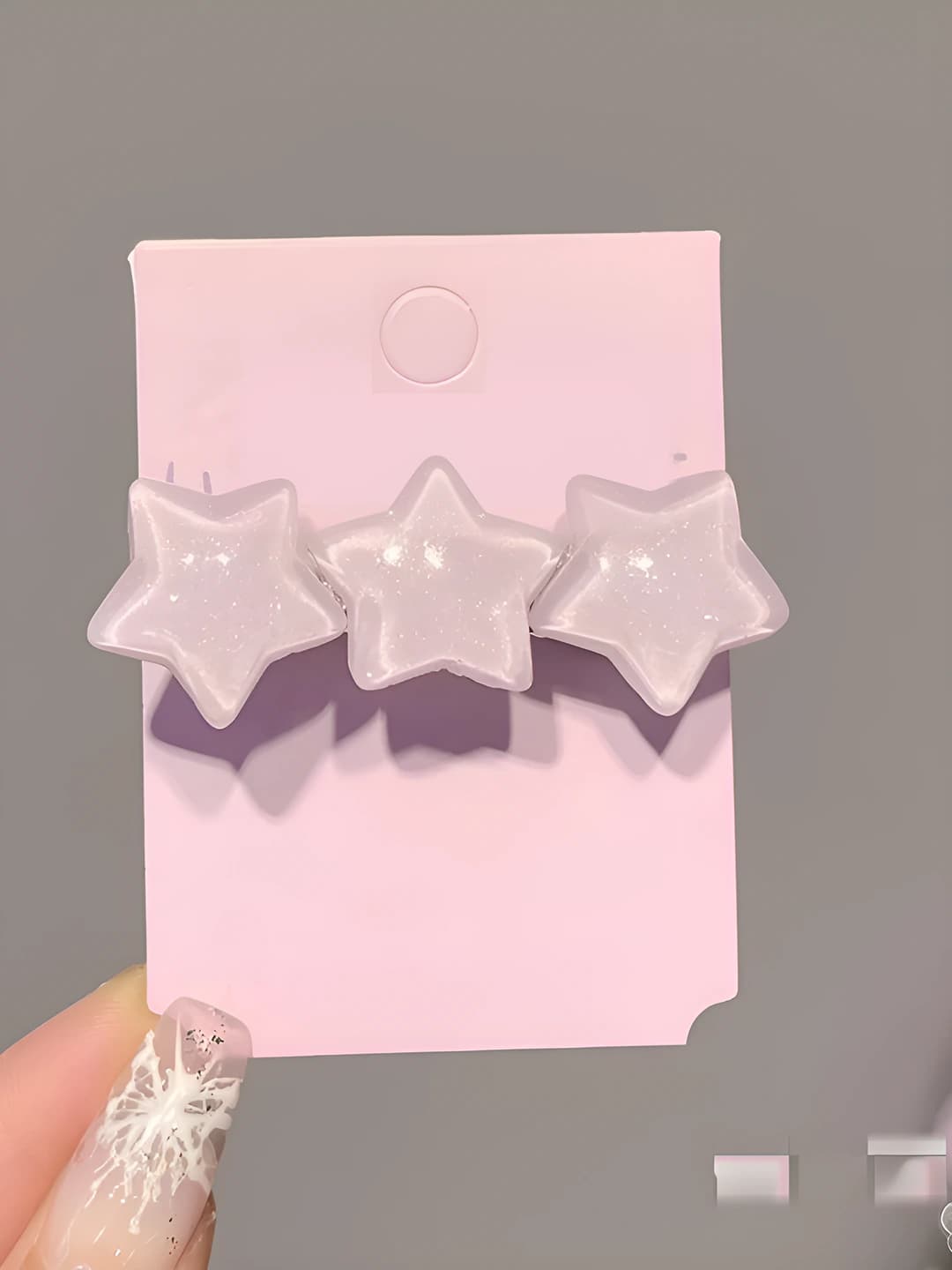 6# Pink three-star hair clip
