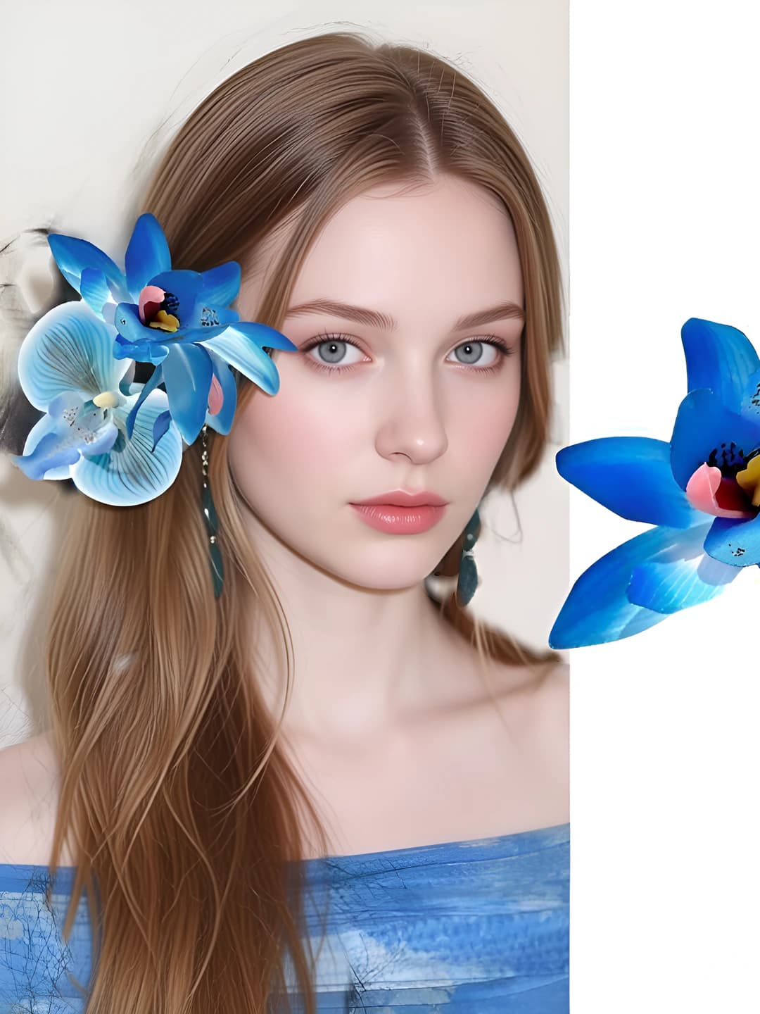 4# Gradient blue 3D phalaenopsis clip 4 cm