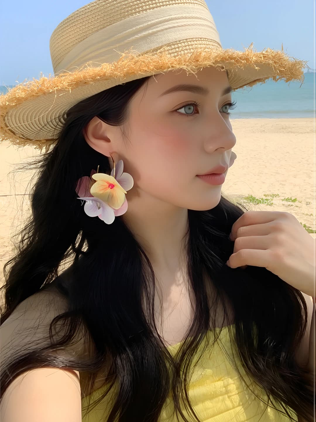 Yellow orchid earrings
