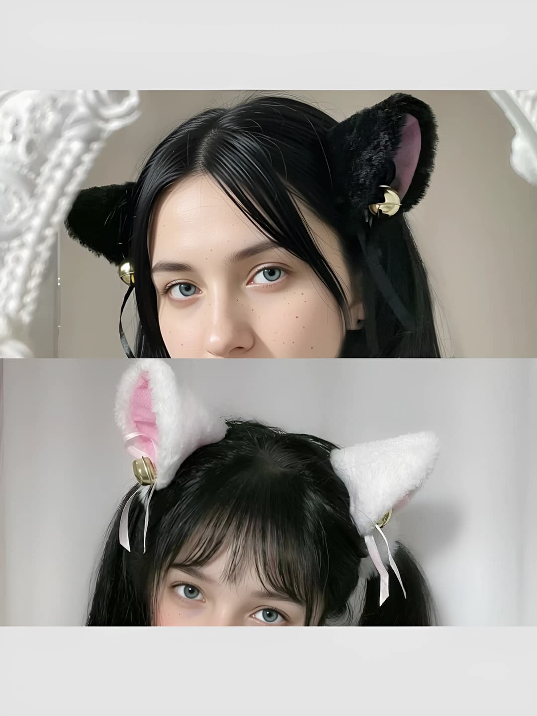 Women's plush hair clip with cat ears and bell