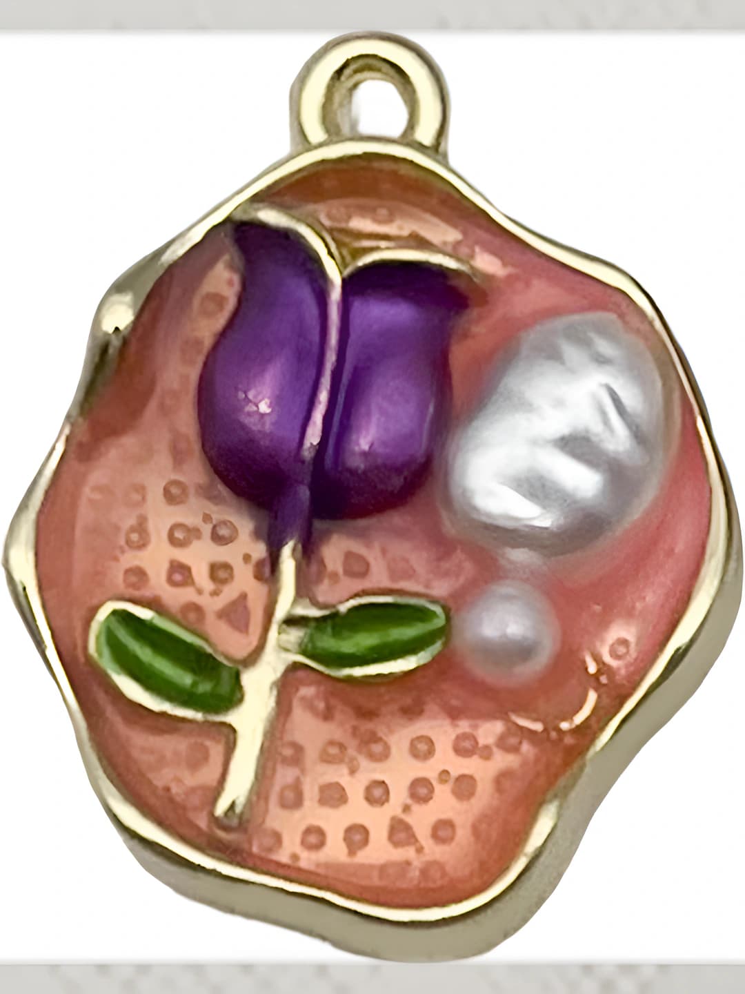 Светло-розовый, фиолетовый тюльпан, жемчуг, 25x20mm, 3.5g