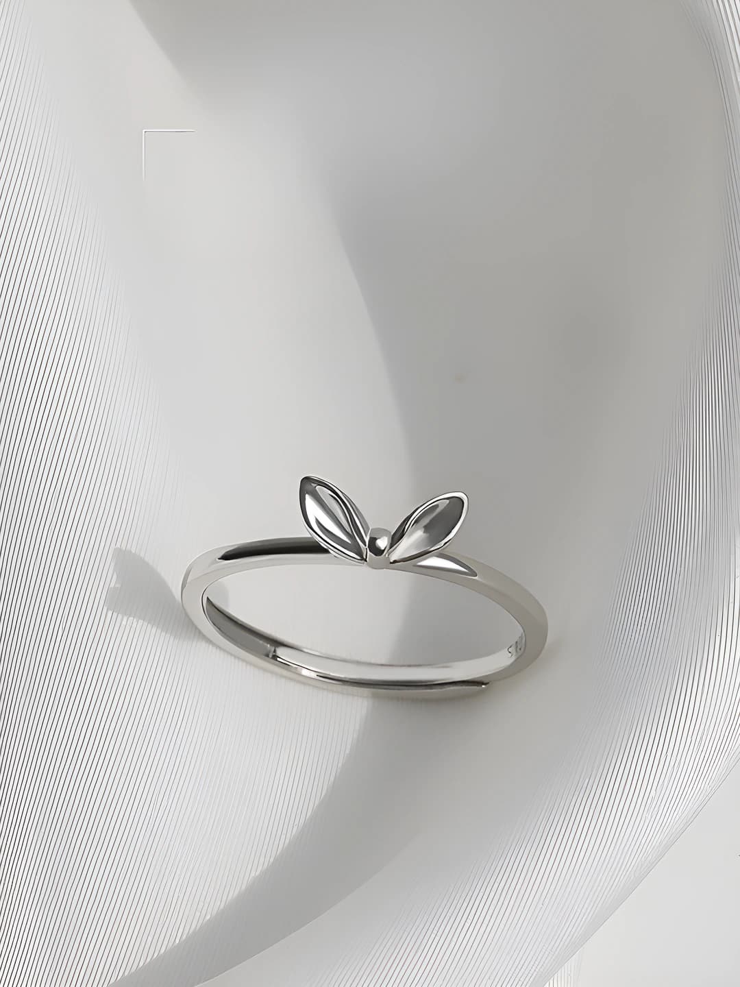 Rabbit-ear design ring for women, copper, sweet and edgy style