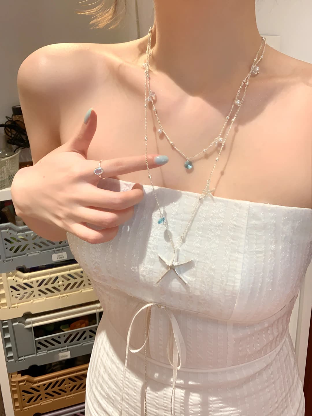 Double layer starfish necklace
