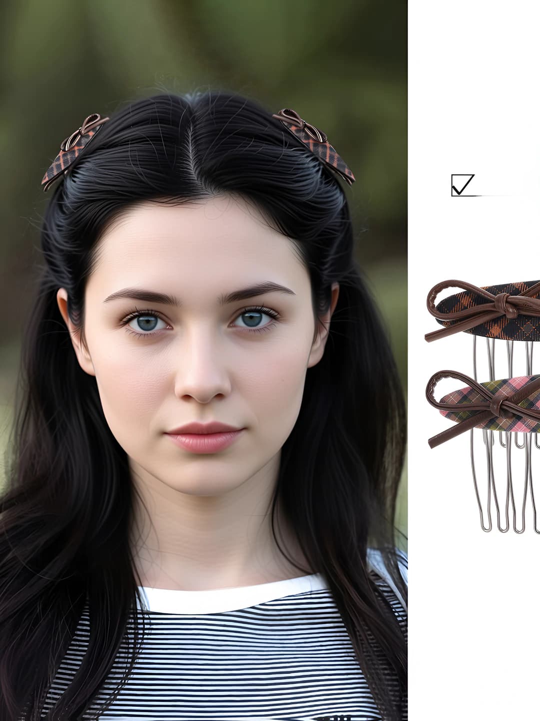 Women's hair clips and combs: Korean style, for girls, handmade, oval design element