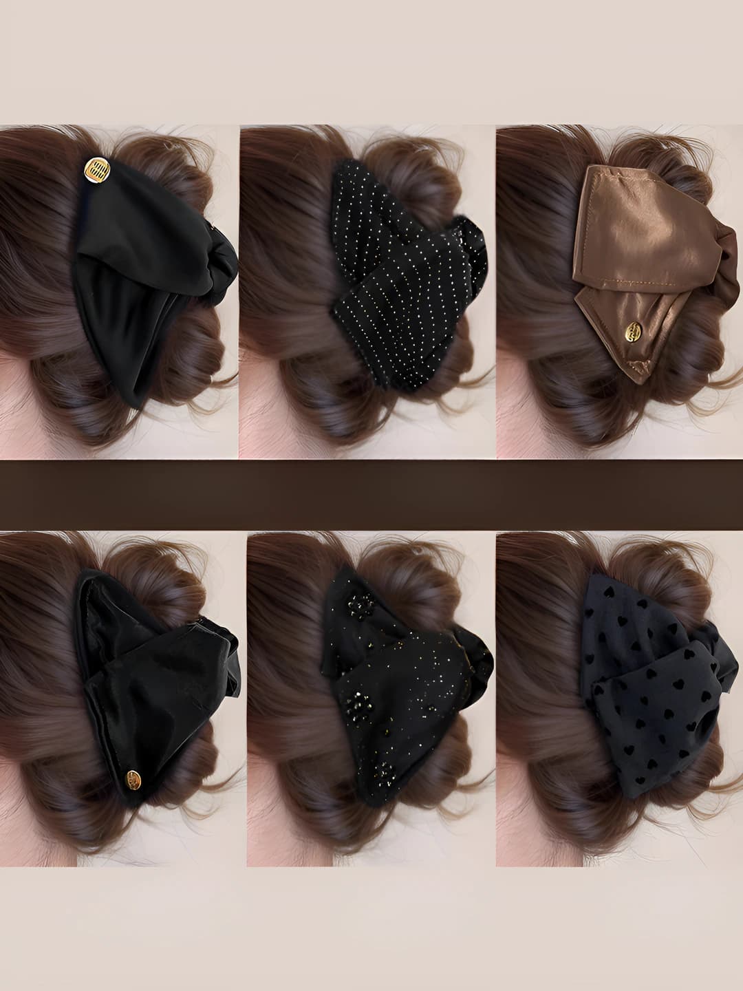 Women's hair clips and combs made of satin fabric in a triangular shape