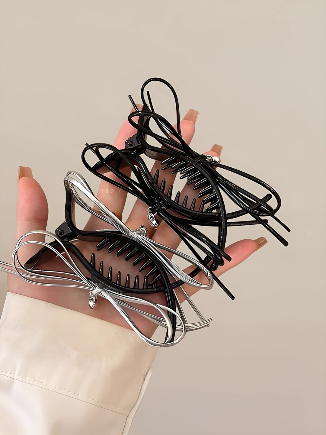 Women's hair clips and combs 2026 Korean style with bow, plastic, handmade, fresh and sweet style