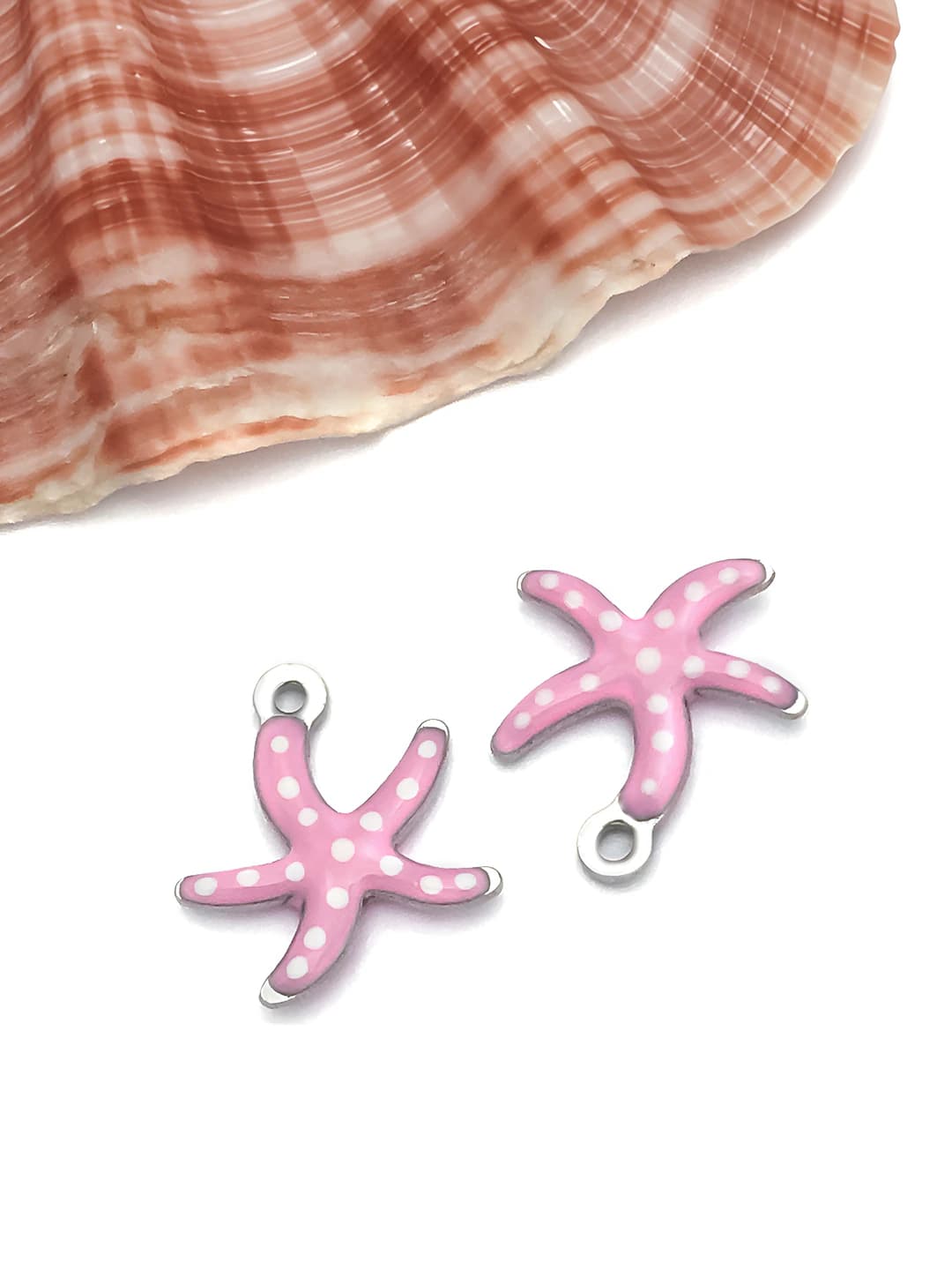 1 pc, small, steel, pink, star, 10x10mm, 0.2g