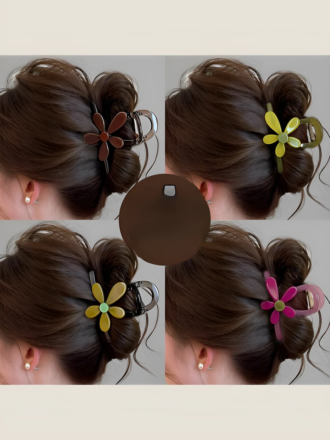 Women's flower hair clip set, Korean style, mixed material