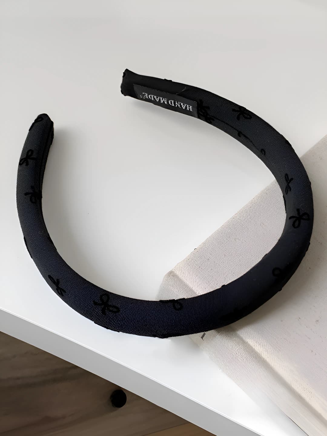 2cm black small bow sponge headband