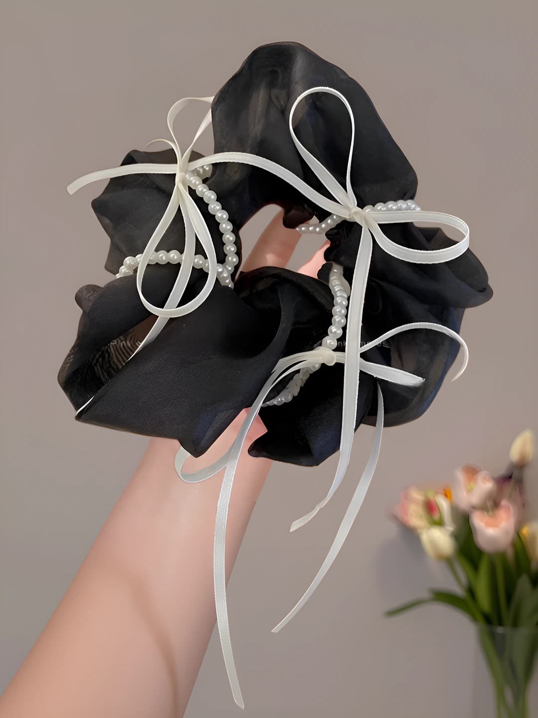 2# Black mesh hair tie (10 cm)