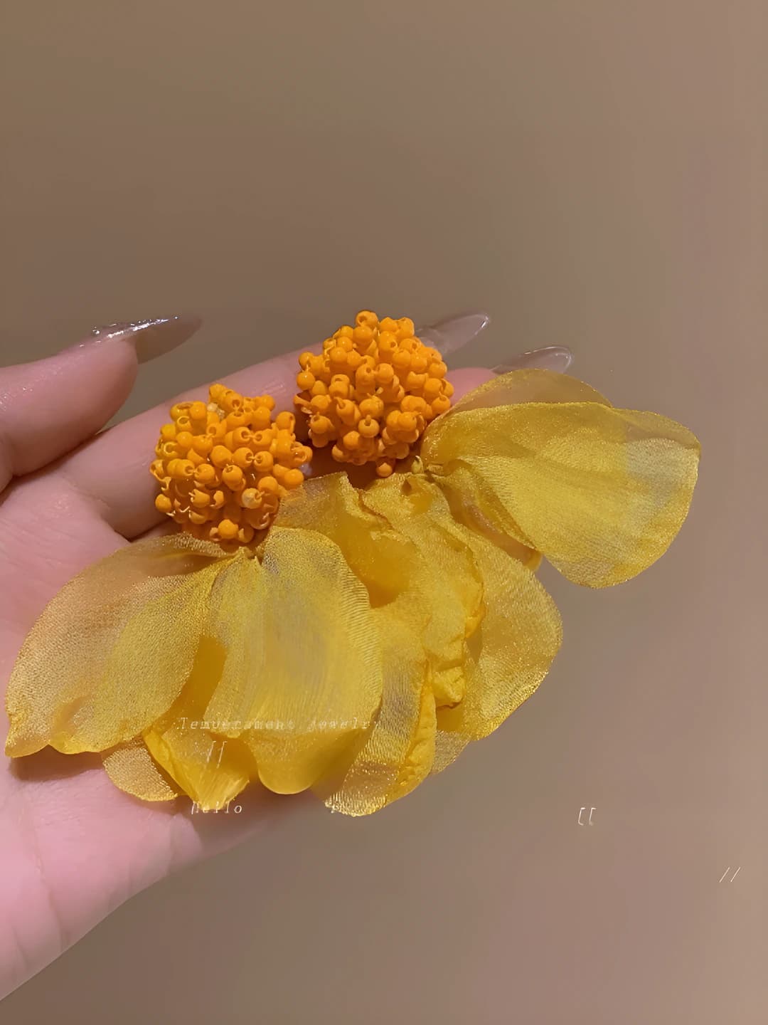 Yellow floral earrings