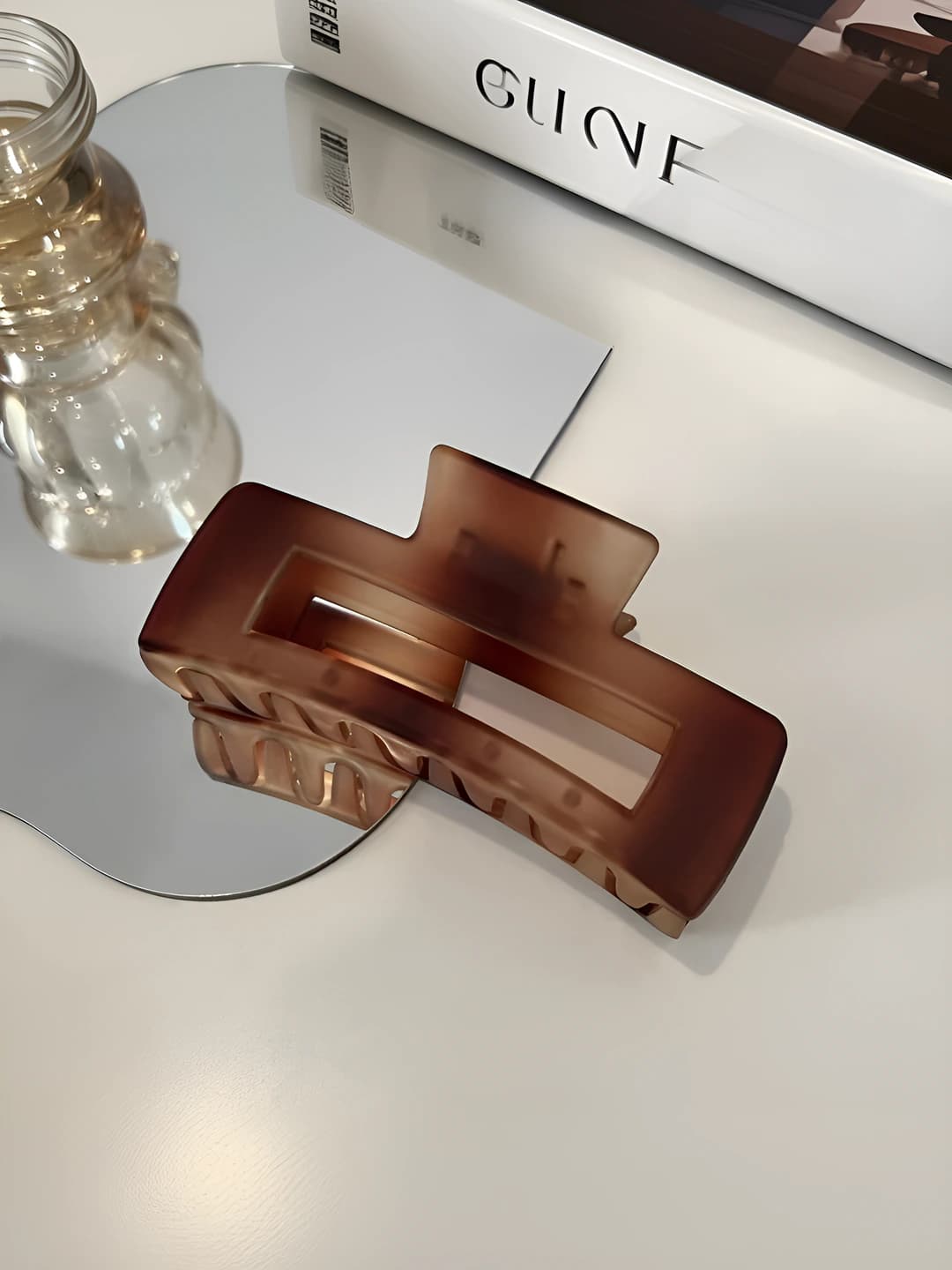 Tortoise square clip [8.5 cm]