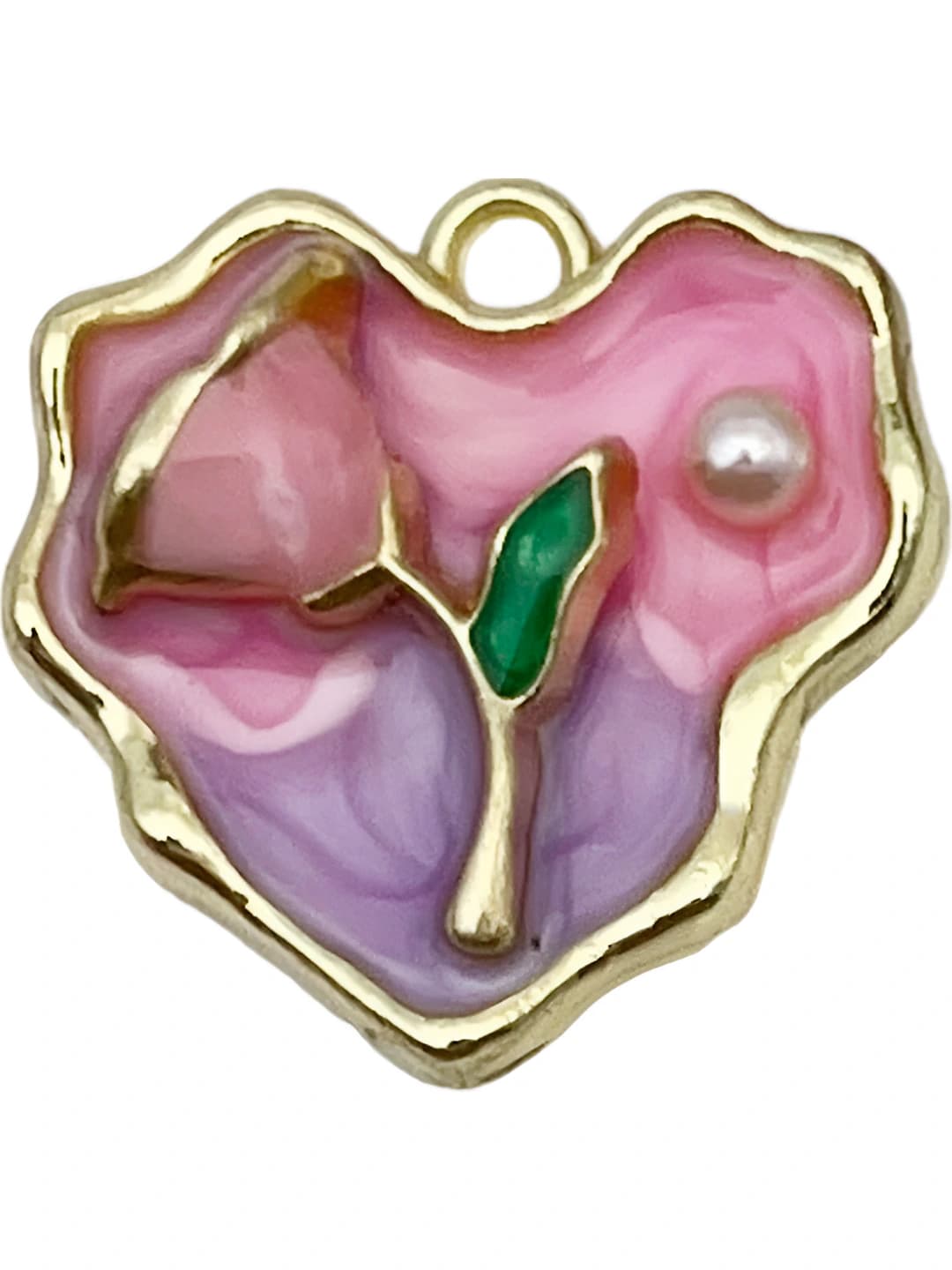 Розово-фиолетовый с золотом сердце 23x24x6mm-4.85g-24430