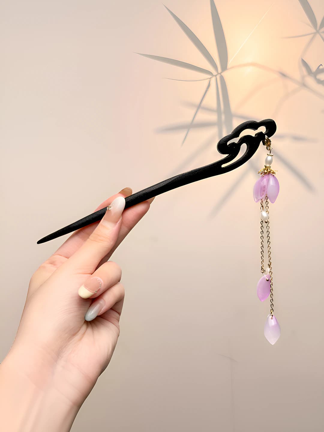 2# Binafsha gullar, marvarid fuziyalar soch tugi (18 sm)
