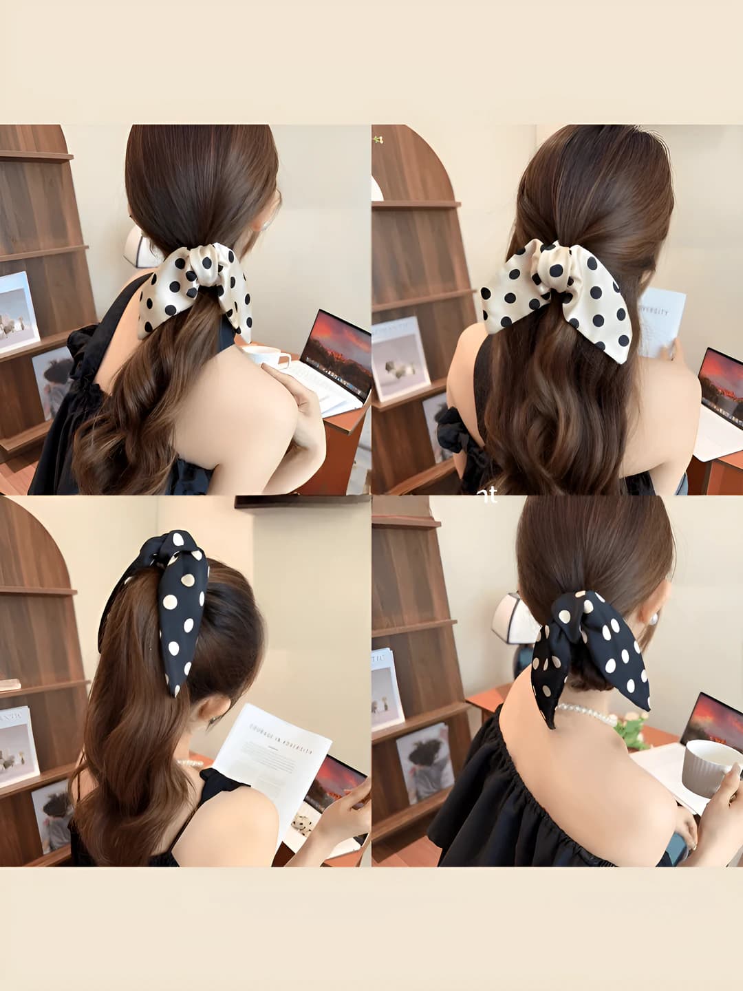 Ayollar uchun polka-dot bow soch toʻgʻnagʻichlari va taroqlar (shark clip)