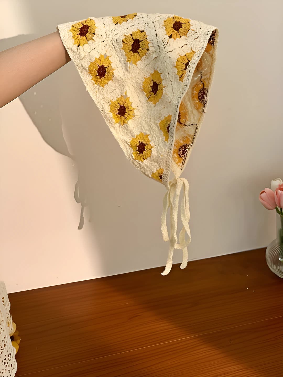 7# Yellow daisy triangle scarf