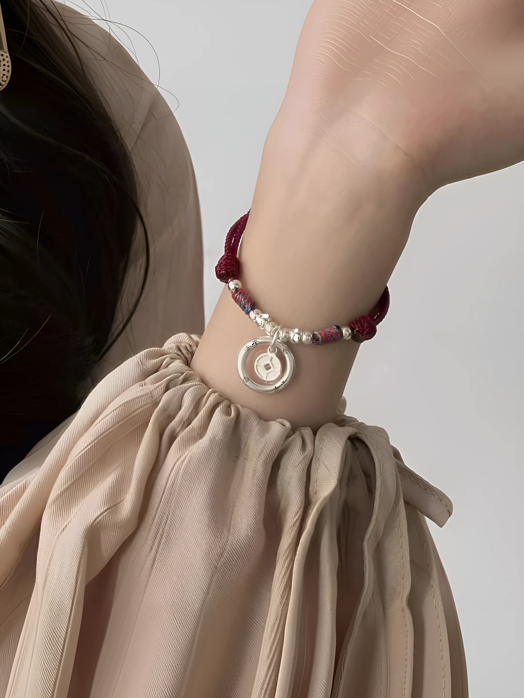 S297 Wrapped safety clasp bracelet [Red cord]