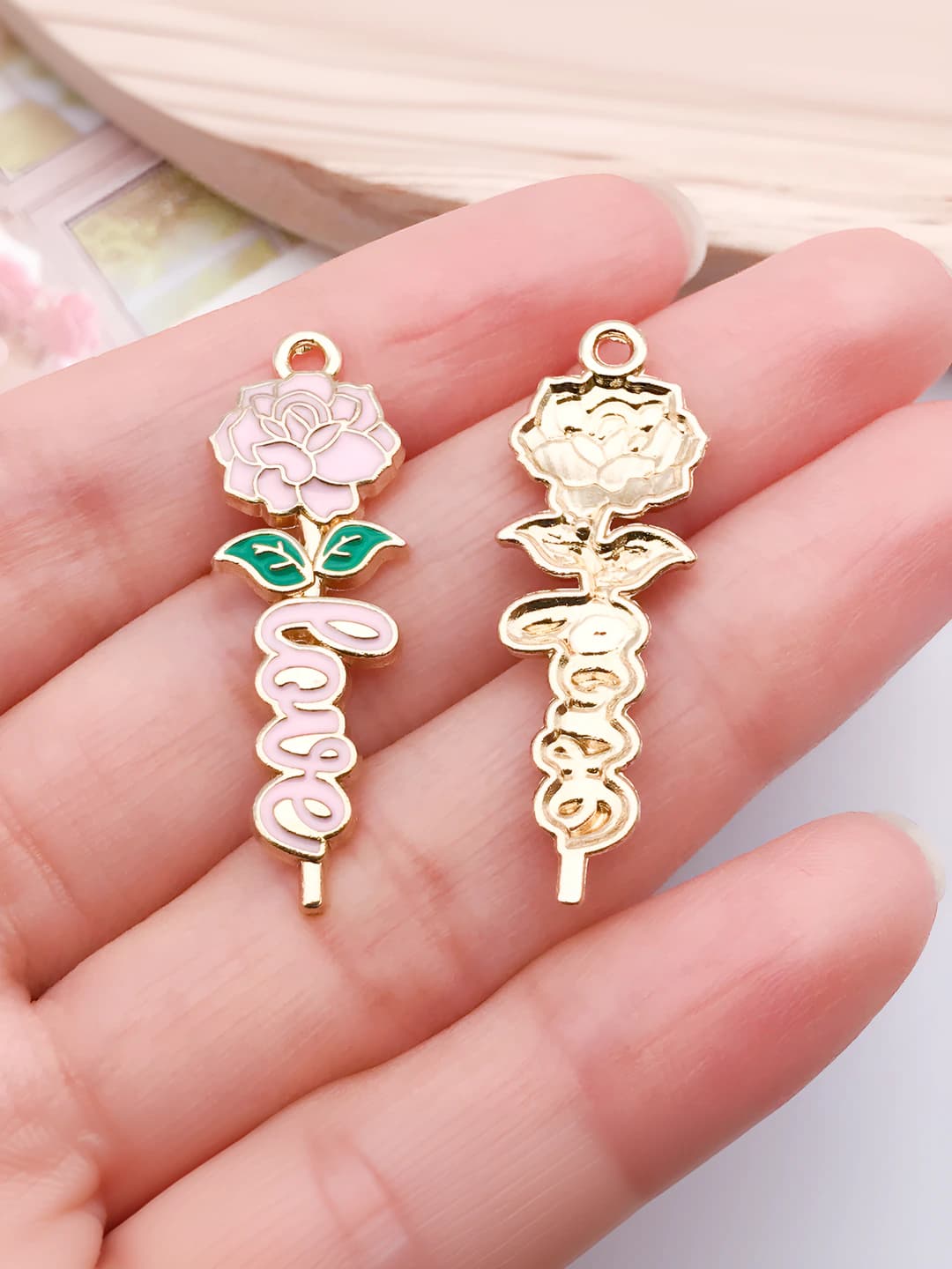 Pink love rose - 35x11mm