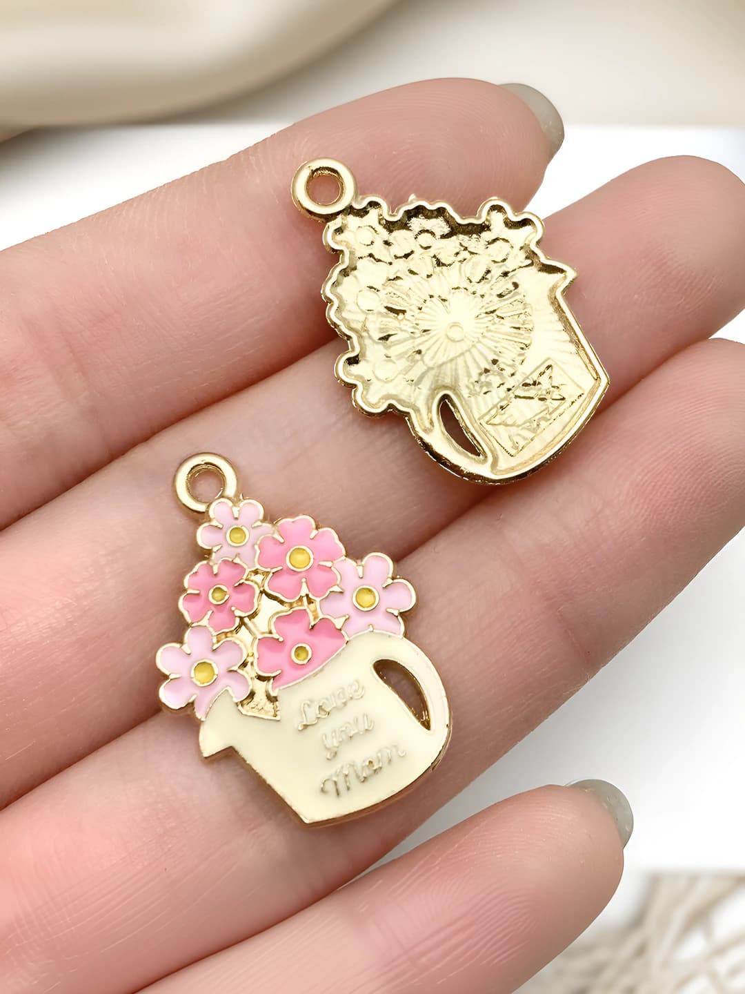 1 шт. розовый День матери цветы фляга 25×17mm-1.5g