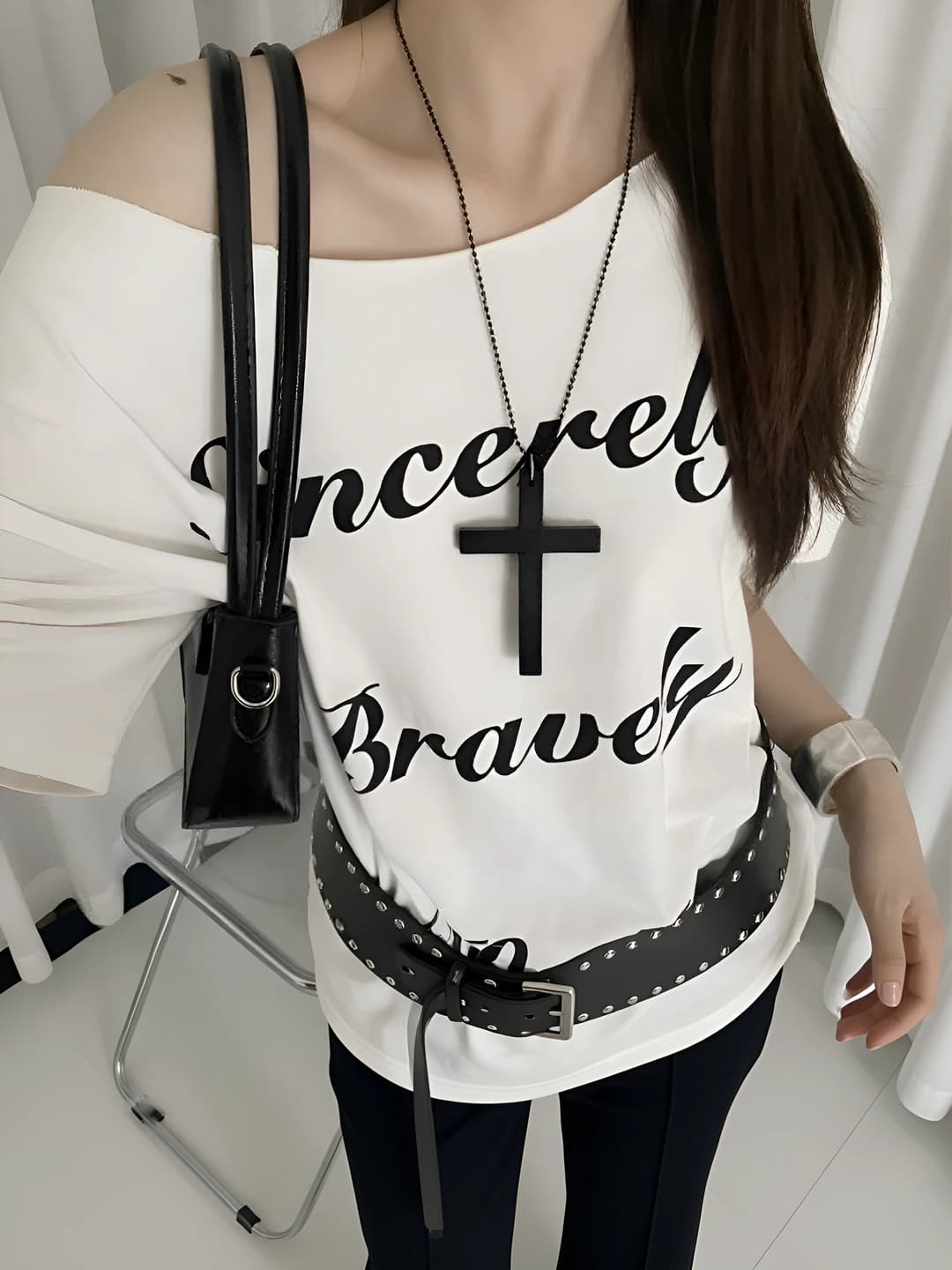 Women's y2k retro punk cross pendant necklace