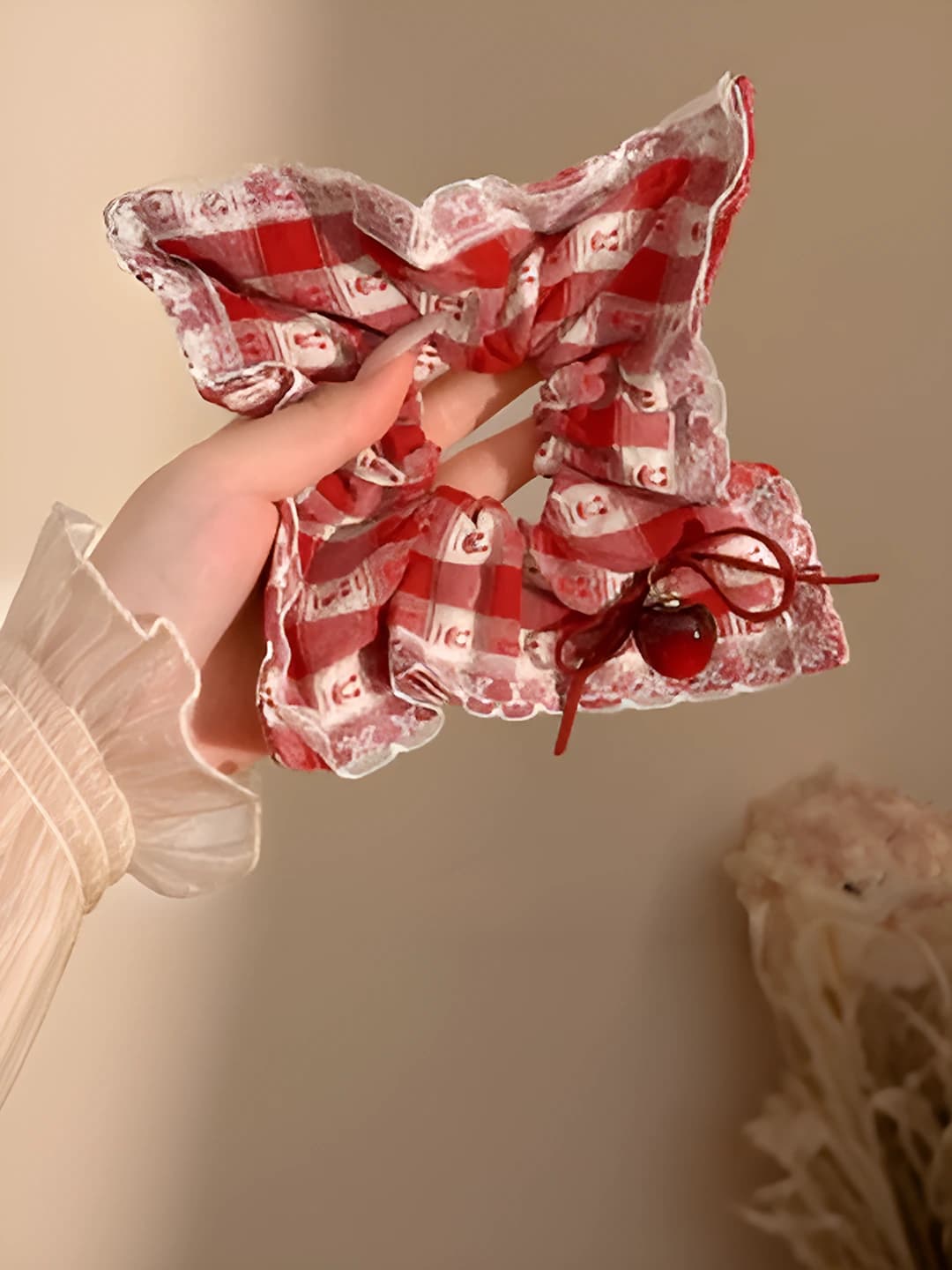 2# Cherry square scrunchie