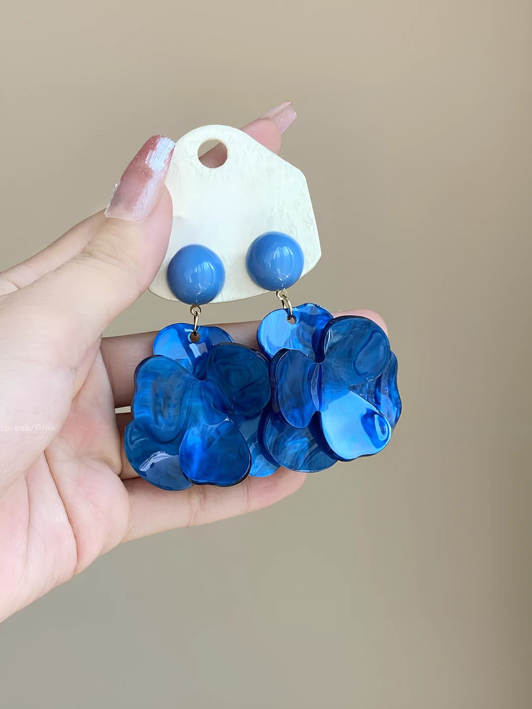 1# Blue flower earrings - Copper + Acetate