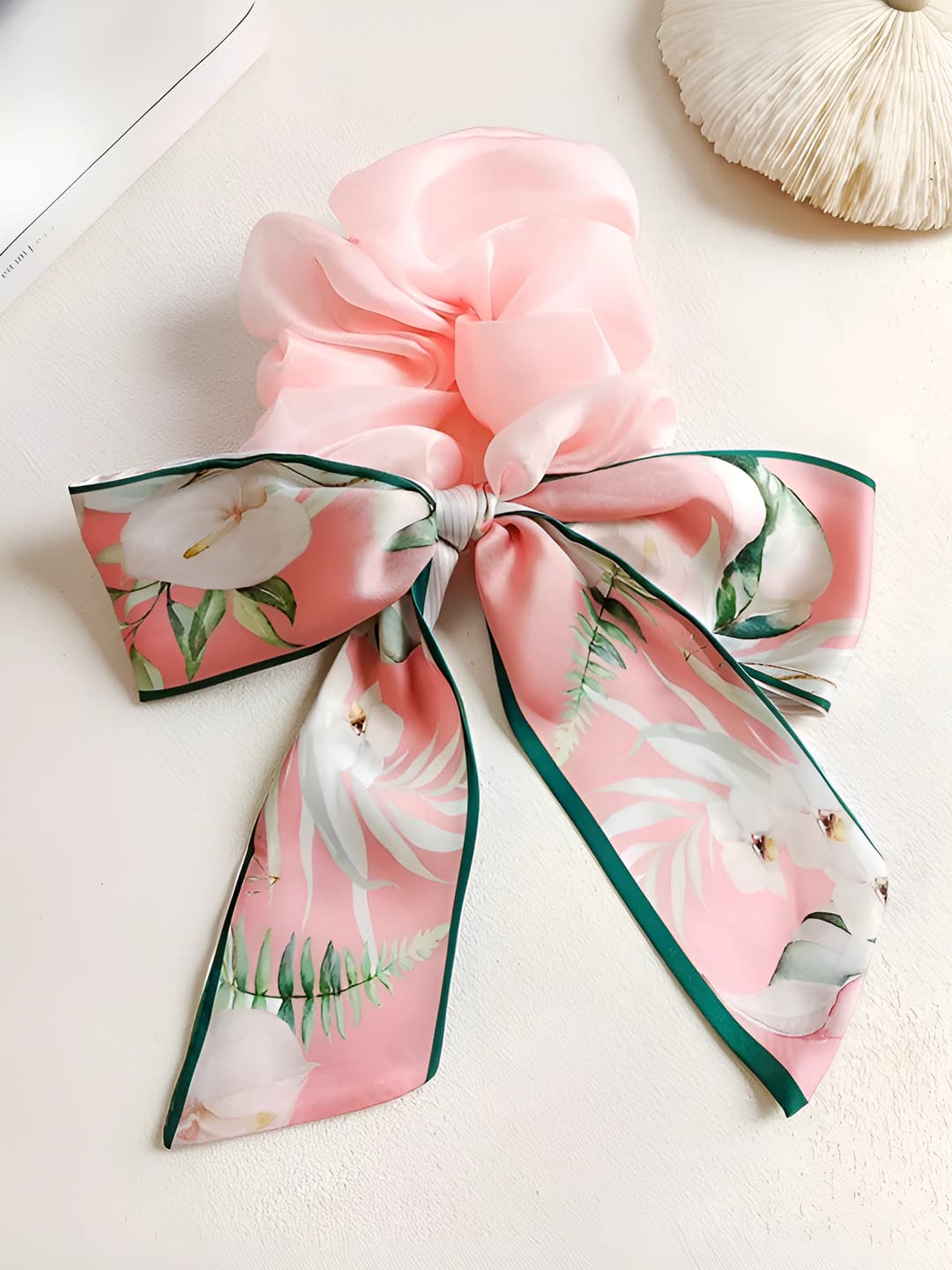 1# Pink hair tie 9 cm, ribbon 18 cm